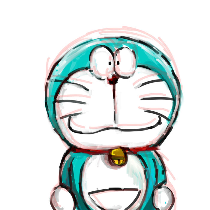 1:1 2017 anthro bell blue_body blue_fur collar domestic_cat doraemon doraemon_(character) felid feline felis front_view fur looking_at_viewer machine male mammal mt_tg pouch_(anatomy) red_collar robot shaded simple_background solo standing whiskers white_background white_body white_fur