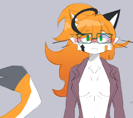 anthro balls black_body black_fur blush breasts calico_cat clothing digital_media_(artwork) domestic_cat exyli eyebrows eyewear felid feline felis female flux_(exyli) fur genitals glasses green_accessory green_eyes hair low_res mammal mostly_nude mottled orange_body orange_fur orange_hair piebald simple_background solo tuft white_body white_fur