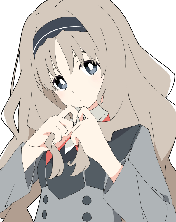 1girl blue_eyes blue_hairband brown_hair closed_mouth darling_in_the_franxx hairband ixy kokoro_(darling_in_the_franxx) long_hair long_sleeves simple_background solo uniform upper_body white_background