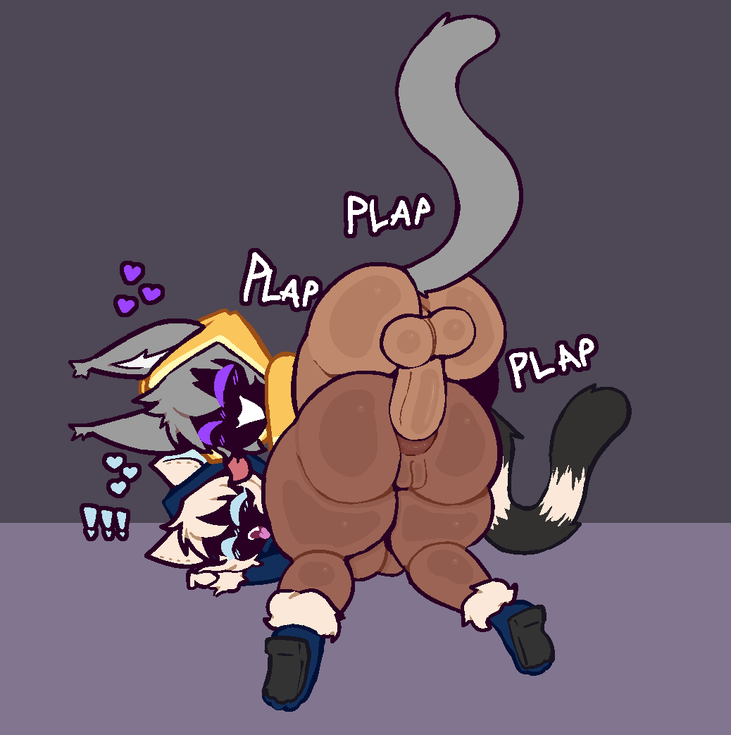 &lt;3 accessory all_fours anal anal_penetration anal_tugging animal_ears animal_humanoid anus balls big_butt big_penis blazblue blonde_hair blush boots bottomless bow_(feature) bow_accessory breasts butt cat_humanoid clothed clothing dark doggystyle dominant dominant_male duo exclamation_point felid felid_humanoid feline feline_humanoid female female_penetrated footwear from_behind_position genitals grey_hair hair hoodie humanoid kaka_(blazblue) katsukaka_(taokakaguy) male male/female male_penetrating male_penetrating_female mammal mammal_humanoid mounting multicolored_tail nillykfox onomatopoeia partially_clothed penetration penis plap pussy sepiakfox sex sound_effects submissive submissive_female text thick_thighs tongue tongue_out topwear turikikaka_(taokakaguy) video_games wide_hips