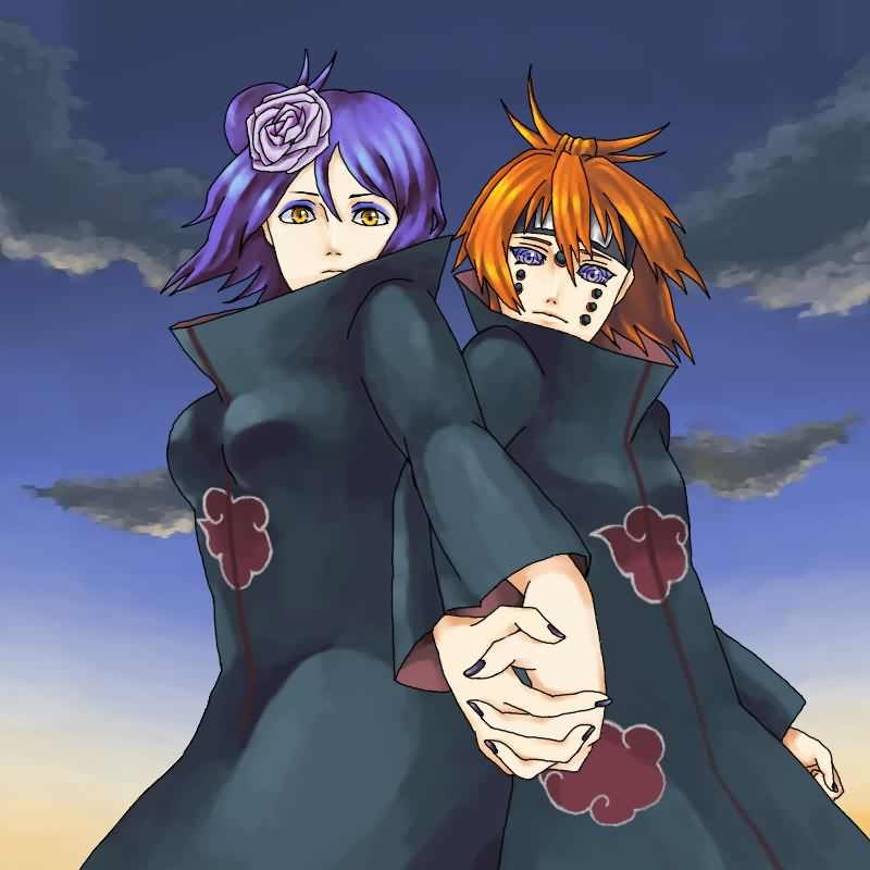 animal_path artist_request hand_holding holding_hands konan macross macross_frontier naruto naruto_shippuuden pain_(chikushoudou) pain_(naruto) parody