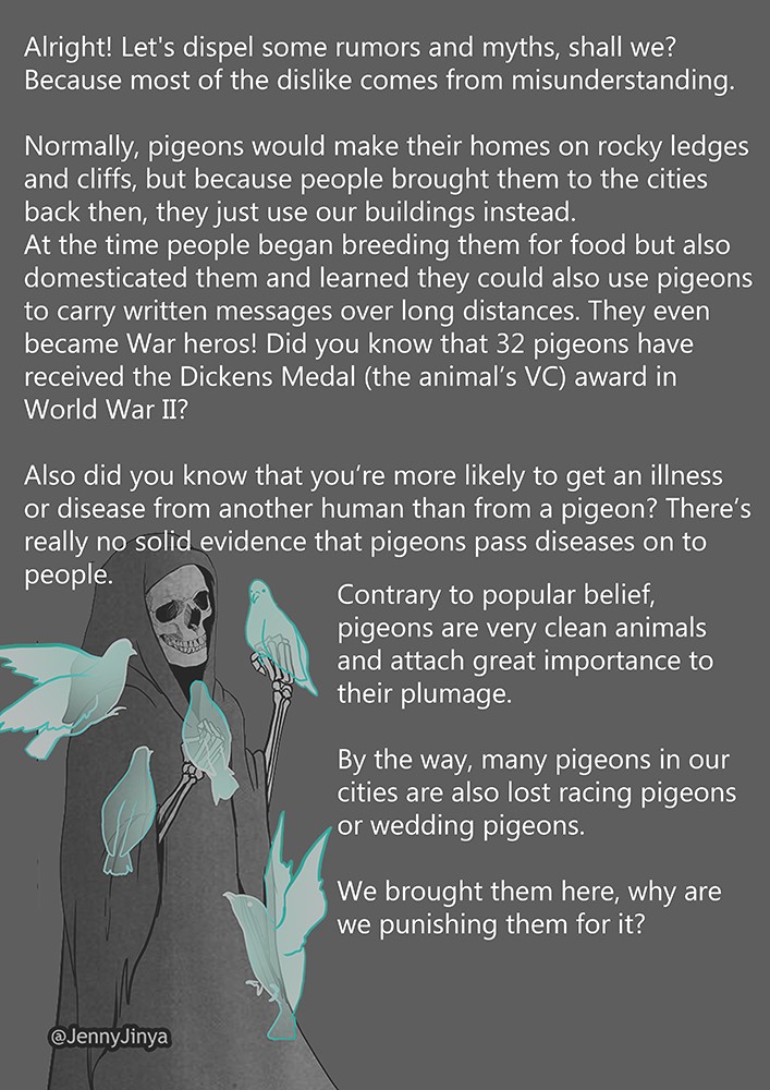 ambiguous_gender animated_skeleton avian bird bone columbid death_(personification) english_text feral ghost group jenny_jinya loving_reaper pigeon public_service_announcement skeleton spirit text undead