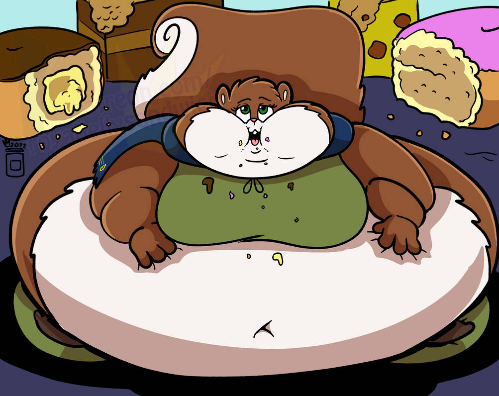 anthro belly big_belly big_tail brown_body brown_fur cake cheese chubby_cheeks clothing dairy_products dessert digital_media_(artwork) doughnut eyebrows female food fur green_eyes hyper hyper_belly mammal morbidly_obese morbidly_obese_anthro morbidly_obese_female multicolored_body multicolored_fur navel obese obese_anthro obese_female overweight overweight_anthro overweight_female rodent royaljellysandwich scarf sciurid solo tongue tongue_out tree_squirrel two_tone_body two_tone_fur white_body white_fur