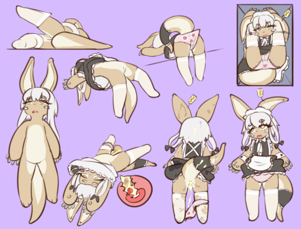 box clothed clothing container death ear_tag female fur lagomorph legwear made_in_abyss maid_uniform mammal nanachi necrophilia ninebuttom panties solo stockings torn_clothing underwear uniform