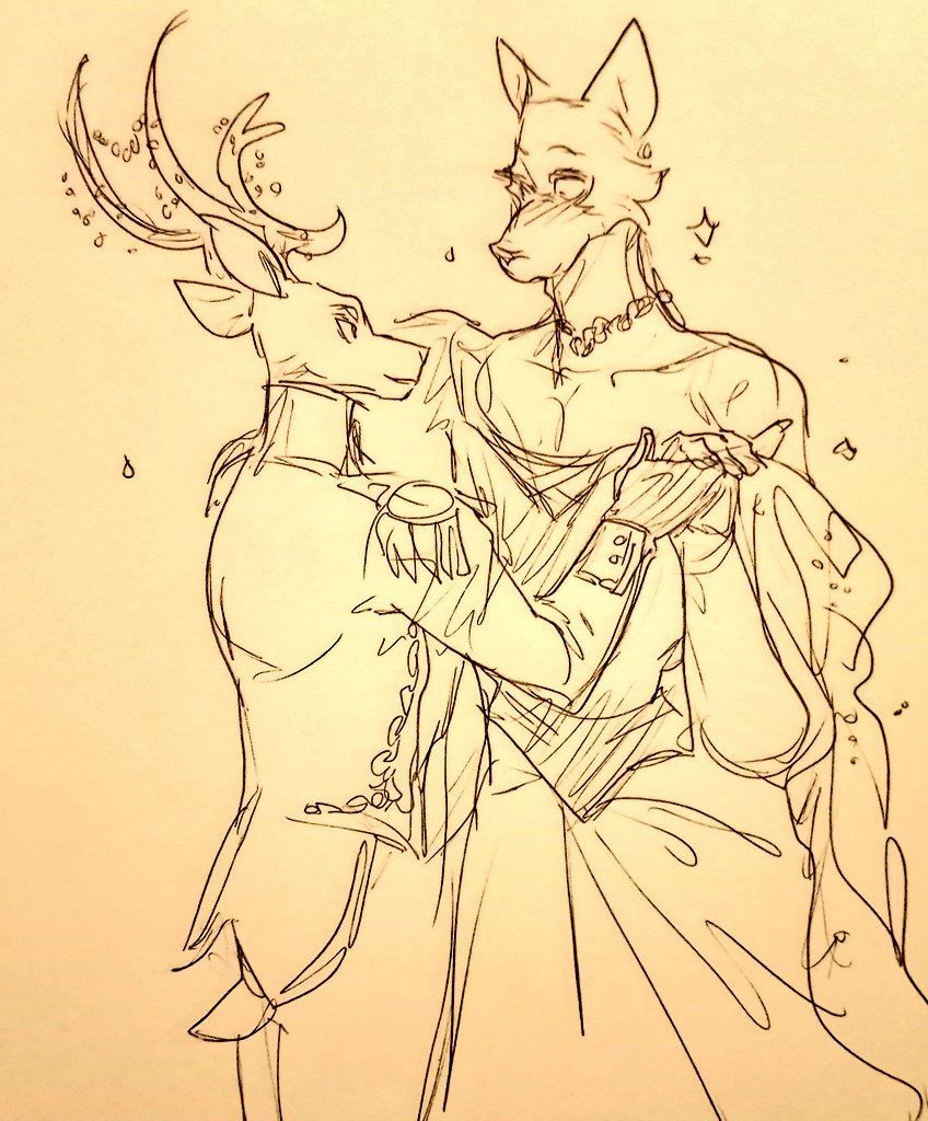 anthro antlers beastars blush canid canine canis cervid classy clothed clothing crossdressing dancing dress duo hand_holding horn legoshi_(beastars) louis_(beastars) male male/male mammal romantic sparkles suit wolf wuffinarts