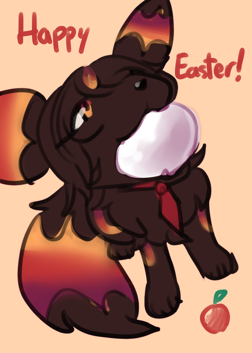 black_nose brown_body brown_fur easter eeveelution egg egg_in_mouth egg_insertion feral fur generation_2_pokemon gradient_fur holidays justiceposting kira_(justiceposting) male necktie nintendo orange_eyes pokemon pokemon_(species) solo umbreon video_games