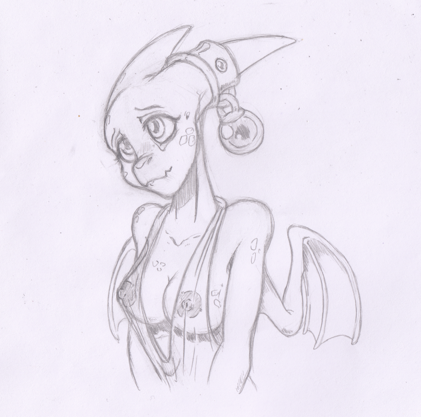 anthro areola blush blush_lines breasts clothing dragon ezmee female geckone graphite_(artwork) horn horn_jewelry horn_ring markings membrane_(anatomy) membranous_wings pencil_(artwork) ring_(jewelry) scalie shy shy_expression sketch solo traditional_media_(artwork) translucent translucent_clothing wings