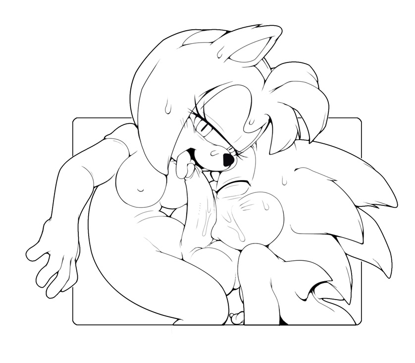 2022 5_fingers amy_rose anthro autofellatio balls big_balls biped bodily_fluids breasts digital_media_(artwork) erection erosuke eyelashes eyes_closed fingers fur genital_fluids genitals glans hair half-closed_eyes half-erect herm herm/male humanoid_genitalia humanoid_penis intersex intersex/male licking licking_own_penis line_art male masturbation monochrome narrowed_eyes nipples open_mouth oral oral_masturbation penile penile_masturbation penis penis_lick precum quills sega sex simple_background sonic_the_hedgehog sonic_the_hedgehog_(series) sweat tongue tongue_out