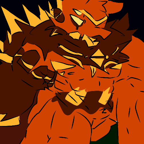 angry anthro beast_(disambiguation) brown_body brown_fur canid canine canis fluffy fur head_tuft horax male mammal mane markings muscular muscular_male nipples orange_body orange_fur skittlefluffer solo spikes stripes tuft wolf yellow_eyes