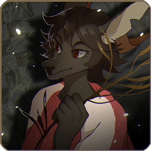 1:1 anthro biped black_body black_fur black_nose clothed clothing colored detailed ears_up female fur hair horn humanoid_hands idow inner_ear_fluff light lighting lingrimm looking_away low_res mammal portrait red_eyes sahash short_hair simple_background solo tuft