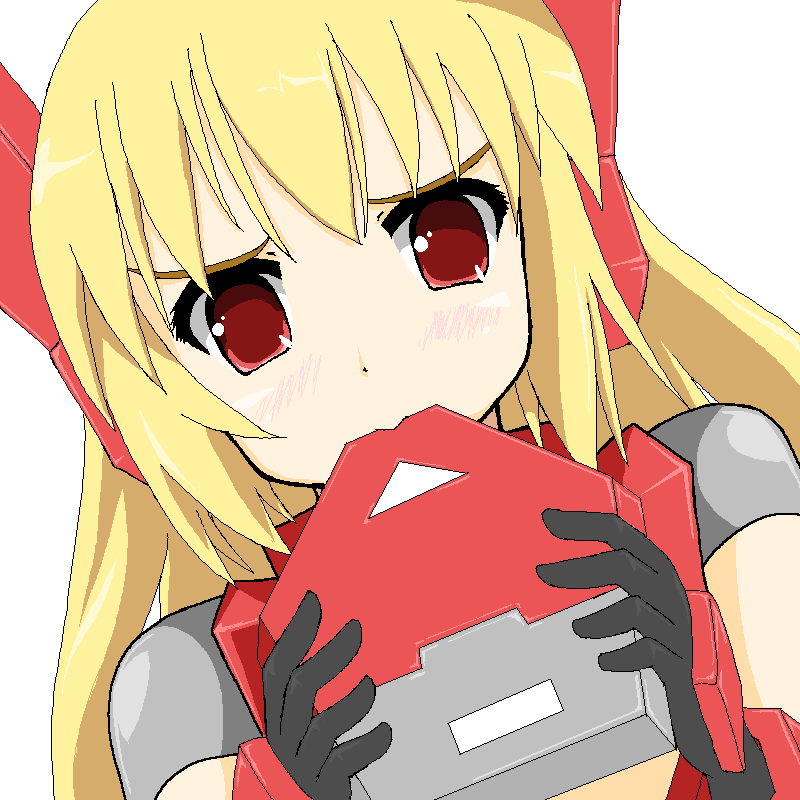 biting blonde_hair close-up cosmic_break crimrose paint red_eyes solo