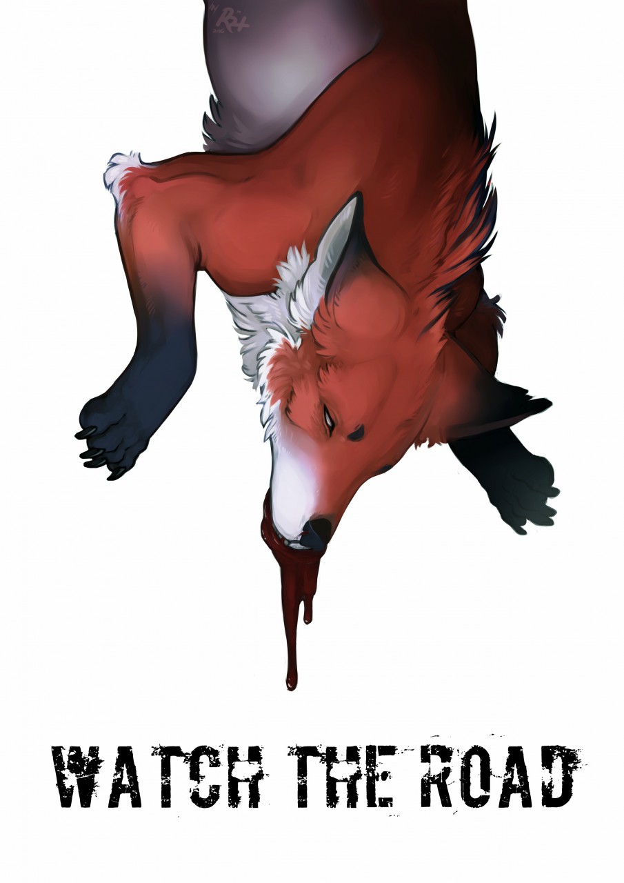 ambiguous_gender black_body black_claws black_ears black_fur blood bodily_fluids canid canine cheek_tuft claws death english_text facial_tuft feral fox fur hi_res leg_markings mammal markings narrowed_eyes red_body red_ears red_fur riorix simple_background socks_(marking) solo text tuft white_background white_body white_fur