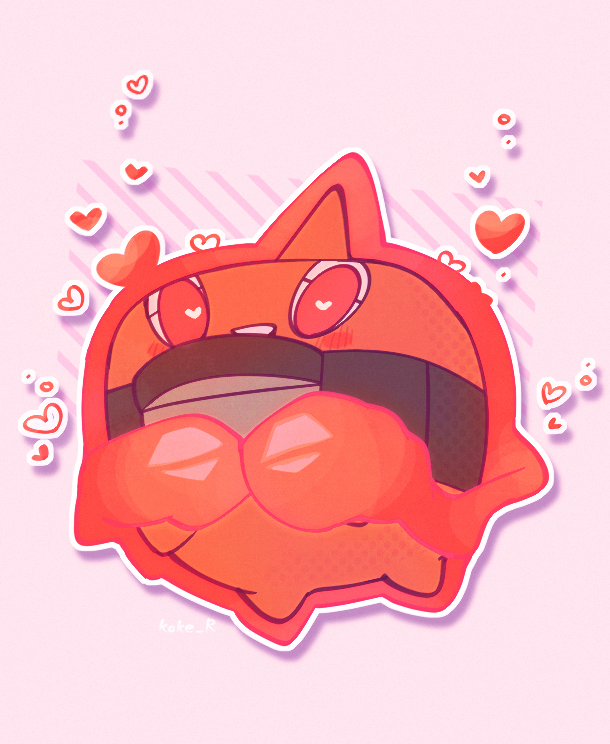 blush commentary_request full_body heart heart-shaped_pupils kokemushi_(kuru_fox) no_humans outline pokemon pokemon_(creature) red_eyes rotom rotom_(heat) smile solo symbol-shaped_pupils teeth upper_teeth_only