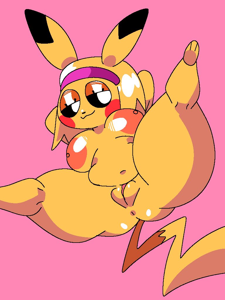 accessory anthro anus areola big_breasts big_nipples blonde_hair breasts chubby_female digital_media_(artwork) eyelashes female flexible fur generation_1_pokemon genitals hair hands_behind_head headband huge_breasts jammedvhs low-angle_view mammal midair navel nintendo nipples nude pikachu pokemon pokemon_(species) pussy red_cheeks rodent simple_background slightly_chubby smile smug solo splits spread_legs spreading thick_thighs video_games wide_hips worm's-eye_view yellow_body yellow_fur