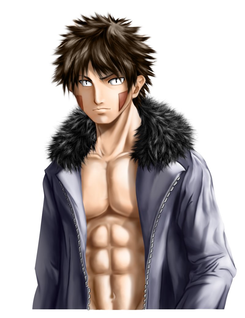 1boy abs artist_request black_eyes brown_hair inuzuka_kiba jacket male male_focus muscle naruto navel open_clothes open_shirt shirt short_hair simple_background solo tattoo white_background
