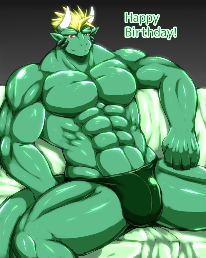4:5 abs anthro biceps clothing dragon green_body green_skin hair horn male muscular muscular_anthro muscular_male pantsless pecs raux_(character) red_eyes reptile ryuukikeito scalie shirtless_male smile solo underwear what