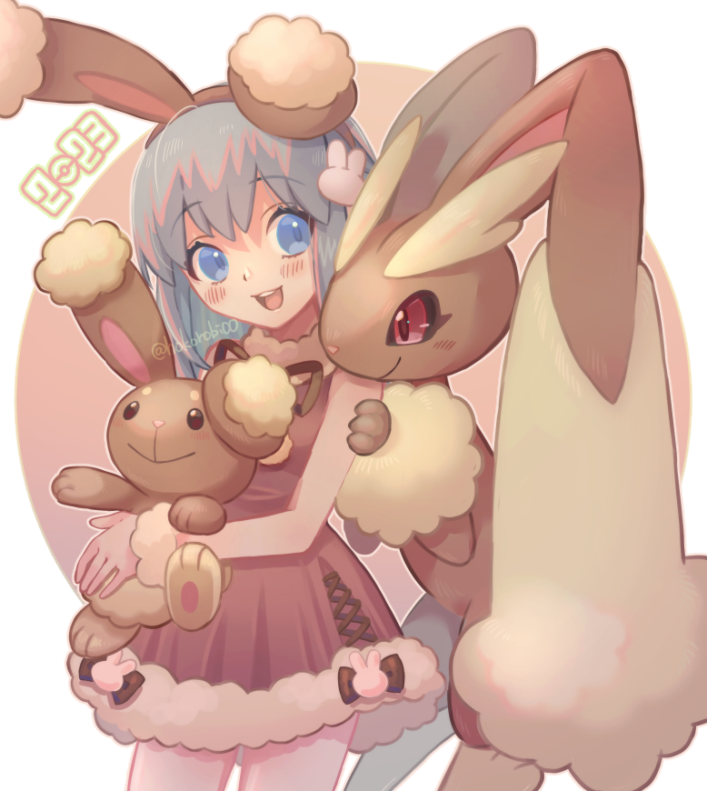 1other 2023 2girls :&gt; alternate_costume animal_ears animal_feet animal_hands animal_nose artist_name bangs bare_shoulders black_sclera blue_eyes blue_hair blush body_fur brown_background brown_dress brown_eyes brown_fur brown_hairband buneary buneary_(cosplay) chinese_zodiac closed_mouth colored_sclera commentary_request cosplay cowboy_shot cross-laced_dress dawn_(pokemon) dress evolutionary_line fake_animal_ears flat_chest fur-trimmed_dress fur_trim furry furry_female hair_ornament hairband hairclip hand_on_another's_arm hands_up happy holding holding_pokemon long_hair looking_at_another looking_up lopunny multiple_girls open_mouth outline pawpads poke_ball_symbol pokemon pokemon_(creature) pokemon_(game) pokemon_dppt rabbit_ears rabbit_girl rabbit_hair_ornament red_eyes s_(happycolor_329) short_dress sidelocks signature simple_background sleeveless sleeveless_dress smile standing teeth twitter_username two-tone_fur year_of_the_rabbit yellow_fur