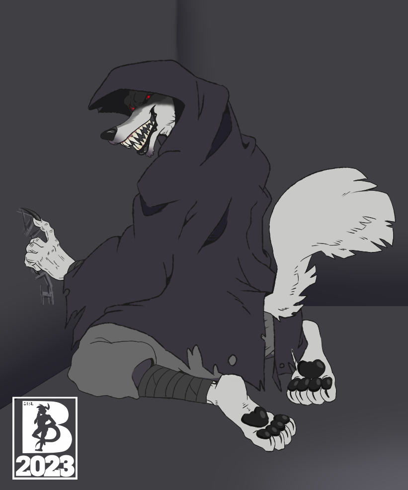 anthro canid canine canis claws death_(personification) death_(puss_in_boots) dreamworks male mammal mr.brapion muscular pawpads puss_in_boots_the_last_wish solo tail teeth_showing teratophilia wolf