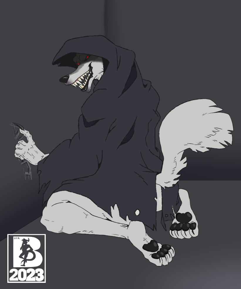 anthro canid canine canis claws death_(personification) death_(puss_in_boots) dreamworks male mammal mr.brapion muscular pawpads puss_in_boots_the_last_wish solo tail teeth_showing teratophilia wolf