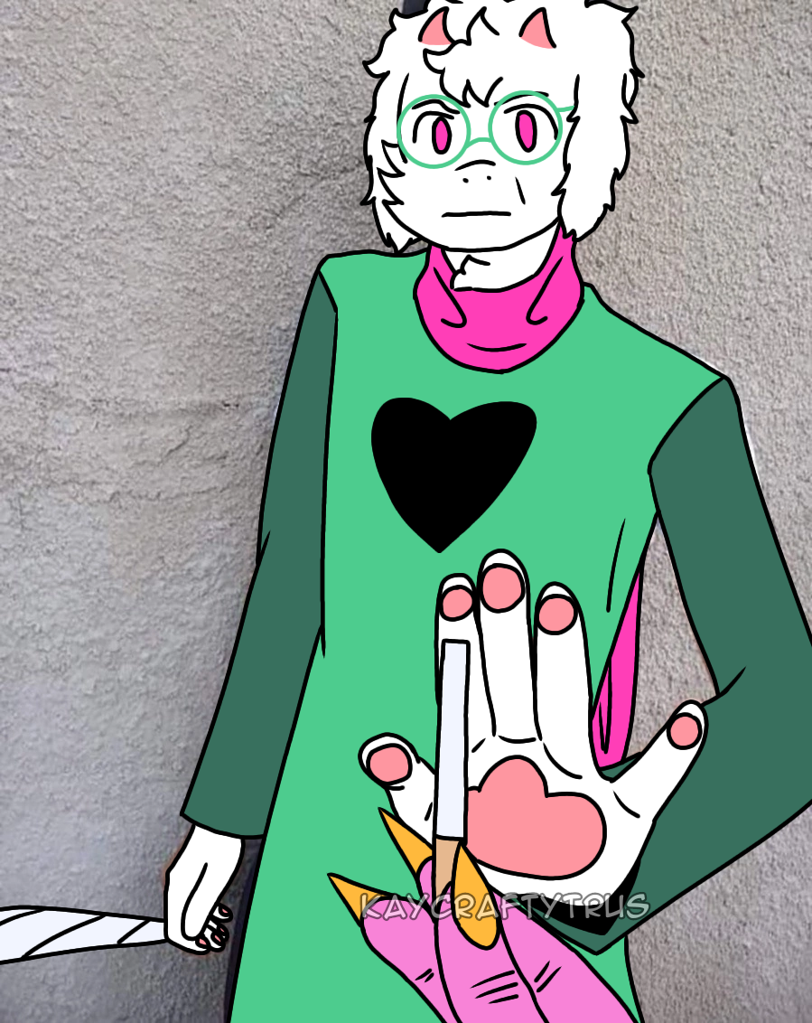 &lt;3 5_fingers anthro bovid caprine cigarette clothing colored_nails deltarune drugs eyewear fingers fur glasses goat green_clothing green_eyewear green_glasses horn kaycraftytrus male mammal marijuana meme meme_pose nails pink_body pink_eyes pink_horn pink_scales pink_scarf purple_body purple_scales ralsei ralsei_smoking_blunt scales scarf susie_(deltarune) undertale_(series) white_body white_fur yellow_nails