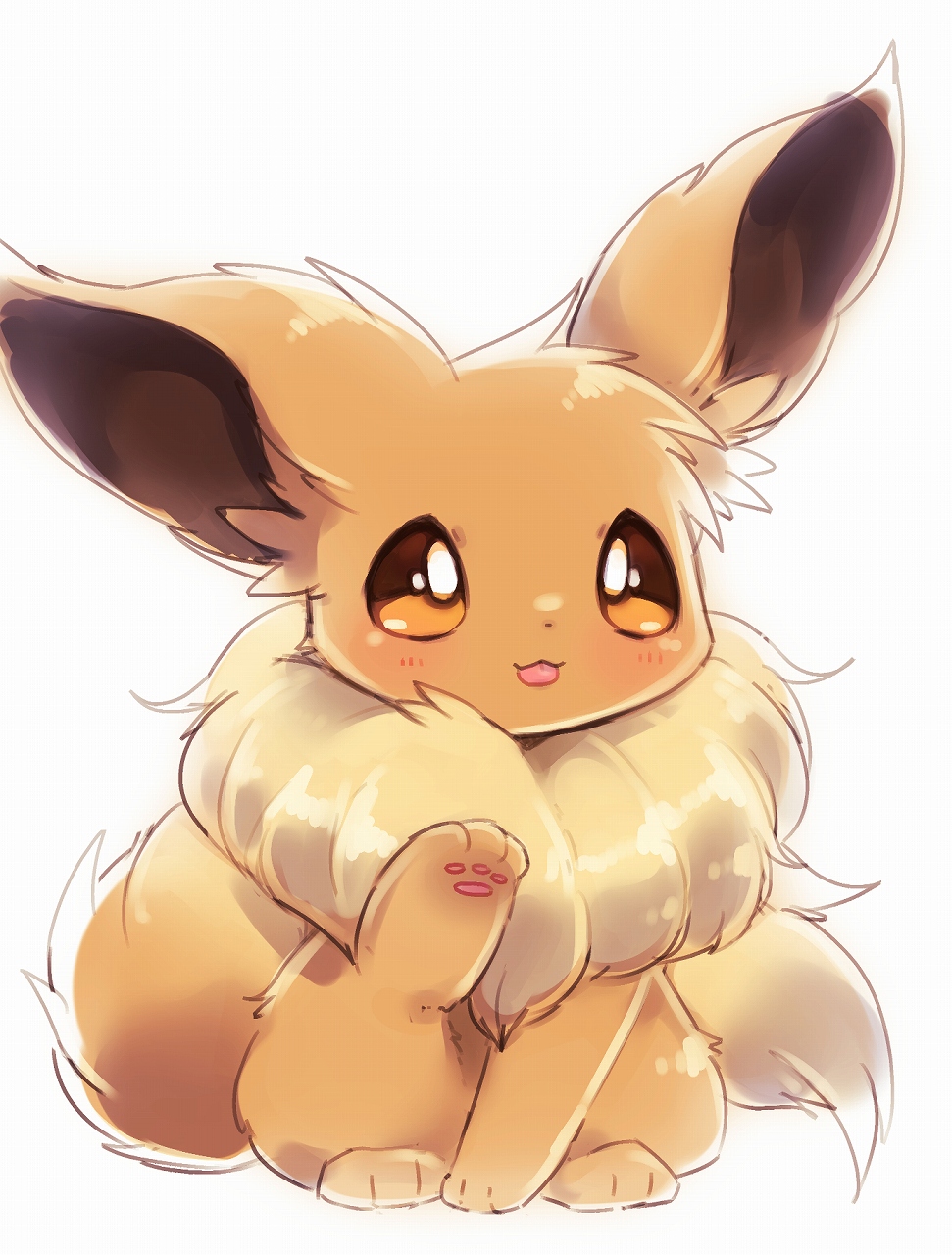 3_toes :3 ambiguous_gender big_ears blep brown_body brown_ears brown_eyes brown_fur brown_inner_ear brown_tail canid colored digital_media_(artwork) eevee feet feral fluffy fluffy_tail front_view full-length_portrait fur generation_1_pokemon hi_res kemono looking_at_viewer mammal monotone_ears multicolored_body multicolored_fur multicolored_tail neck_tuft nintendo no_sclera nude pawpads paws pink_pawpads pokemon pokemon_(species) portrait pupils quadruped raised_leg ruff shaded simple_background sitting solo suppainu tail tan_body tan_fur tan_tail toes tongue tongue_out tuft two_tone_body two_tone_fur two_tone_tail white_background white_pupils
