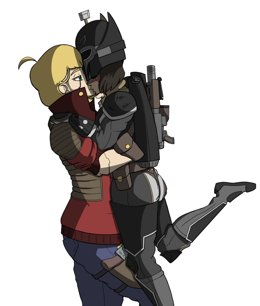 bounty_hunter_(star_wars) detective glitch_(star_wars) hacker jetpack kiss littlemisscalculated mandalorian original saji_kamato sith star_wars vayelyth vayelyth_sunshard yuri