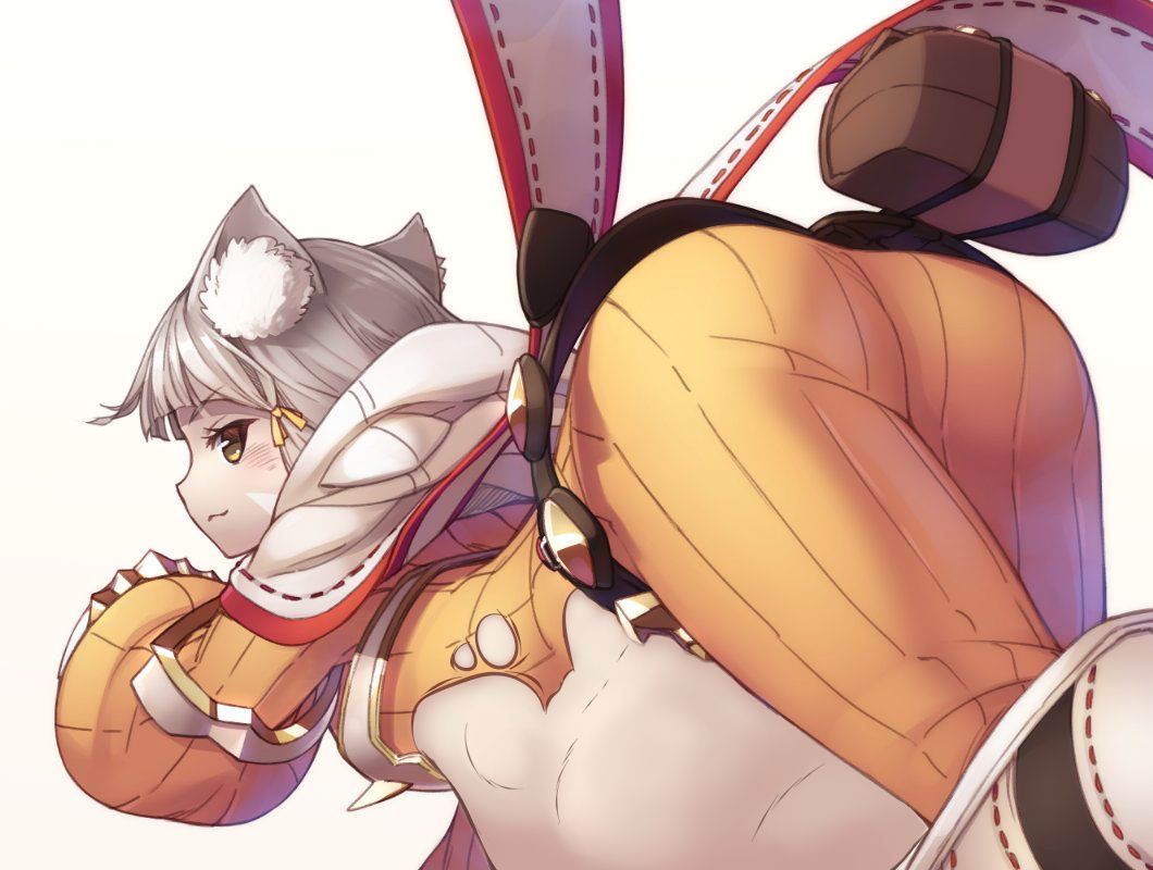 animal_humanoid butt cat_humanoid clothing felid felid_humanoid feline feline_humanoid female female_pred grey_hair hair humanoid mammal mammal_humanoid mochi_(mochi444420) nia_(xenoblade) rear_view solo third-party_edit torn_clothing unseen_prey vore wide_hips yellow_clothing yellow_eyes