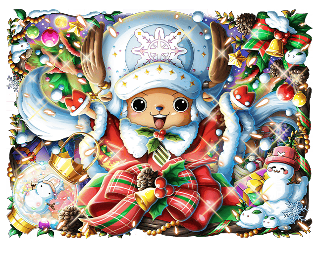 animal animal_ears antlers bauble bell christmas hat holly looking_at_viewer no_humans official_art one_piece one_piece_treasure_cruise open_mouth reindeer_antlers snow_globe snowman tony_tony_chopper