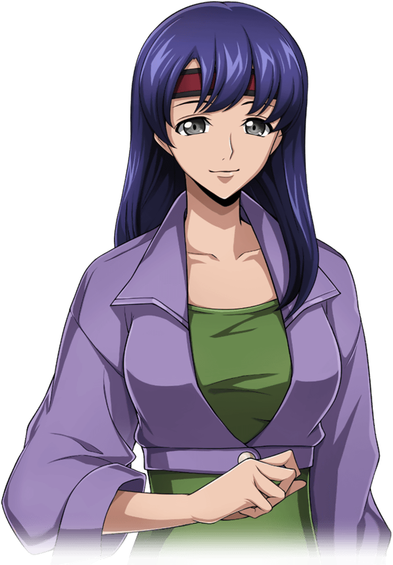 1girl arm_at_side artist_request blue_hair breasts closed_mouth code_geass code_geass:_lost_stories collarbone cropped_jacket cropped_torso game_cg green_shirt grey_eyes hand_up happy headband inoue_naomi_(code_geass) jacket long_hair long_sleeves looking_at_viewer medium_breasts non-web_source official_art open_clothes open_jacket purple_jacket red_headband shirt sidelocks simple_background smile solo standing transparent_background upper_body