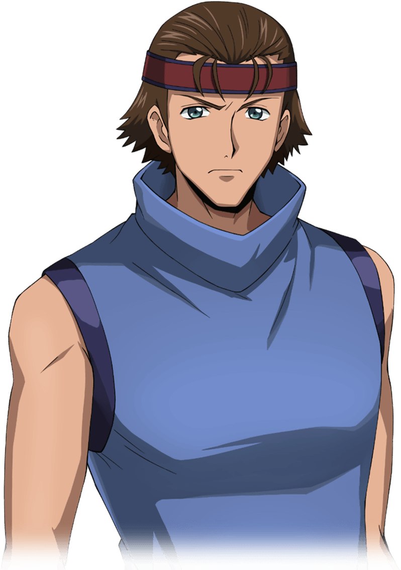 1boy arms_at_sides artist_request bare_shoulders blue_eyes blue_shirt brown_hair closed_mouth code_geass code_geass:_lost_stories cropped_torso game_cg hair_slicked_back headband looking_at_viewer male_focus non-web_source official_art red_headband shirt short_hair simple_background sleeveless sleeveless_shirt solo standing transparent_background turtleneck_shirt upper_body v-shaped_eyebrows yoshida_tooru_(code_geass)