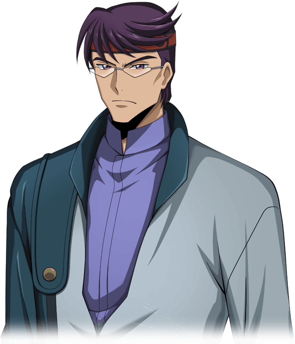 1boy arms_at_sides artist_request blue_jacket blue_shirt closed_mouth code_geass code_geass:_lost_stories cropped_torso game_cg glasses headband jacket long_sleeves looking_at_viewer male_focus minami_yoshitaka non-web_source official_art open_clothes open_jacket purple_eyes purple_hair red_headband rimless_eyewear shirt short_hair simple_background solo standing swept_bangs transparent_background triangular_eyewear upper_body v-shaped_eyebrows