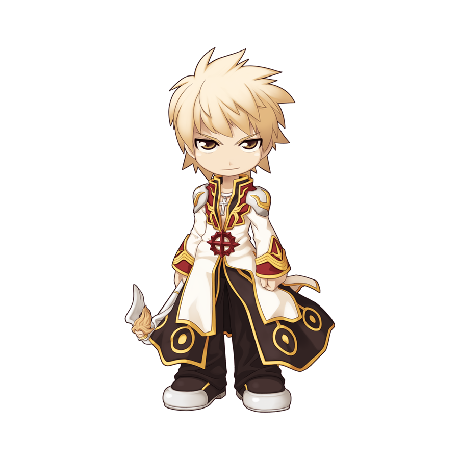 1boy arms_at_sides black_coat black_footwear black_pants blonde_hair chibi closed_mouth coat cross cross_necklace cross_of_prontera full_body gold_trim high_priest_(ragnarok_online) holding holding_staff jewelry layered_clothes long_sleeves looking_at_viewer male_focus medium_bangs multicolored_coat necklace official_art pants ragnarok_online red_coat shoes short_hair simple_background smile solo staff standing tachi-e tan transparent_background two-tone_coat v-shaped_eyebrows white_coat yellow_eyes yuichirou