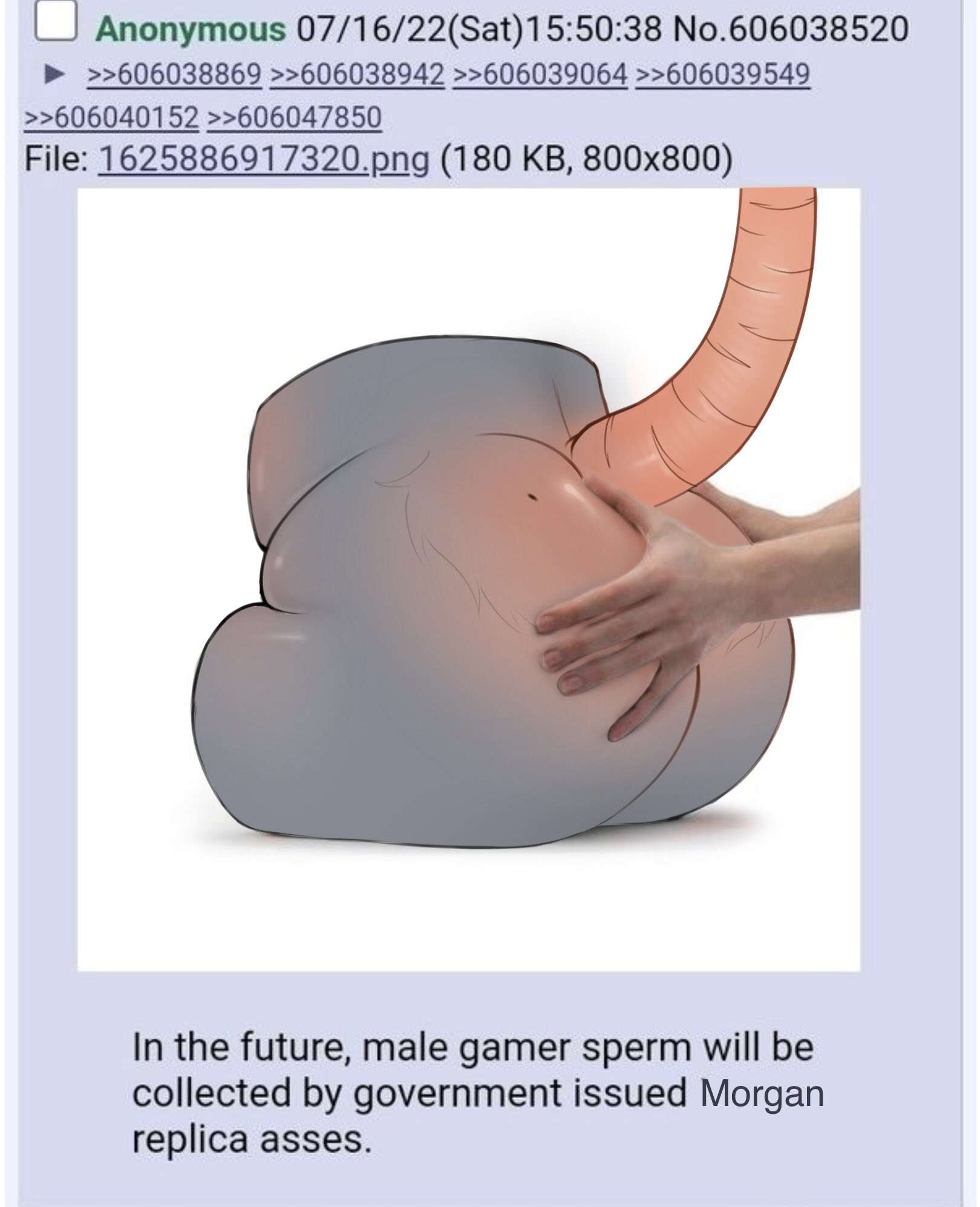 4chan ambiguous_gender anthro blush body_blush butt butt_blush english_text female glistening glistening_body hi_res mammal meme morgan_(rattfood) murid murine raised_tail rat rattfood rodent shitpost solo squish tail text