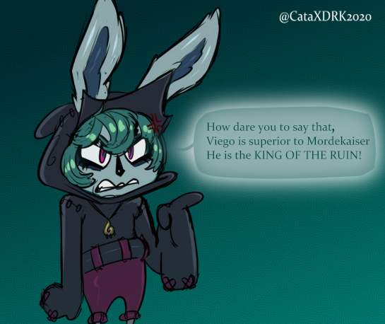 ambiguous_gender anthro cataxdrk2020 clenched_teeth clothing cross-popping_vein dialogue english_text female_(lore) gesture green_hair hair hoodie jewelry lagomorph league_of_legends leporid long_sleeves mammal necklace pointing rabbit red_eyes riot_games simple_background solo teeth text topwear vex_(lol) watermark yordle