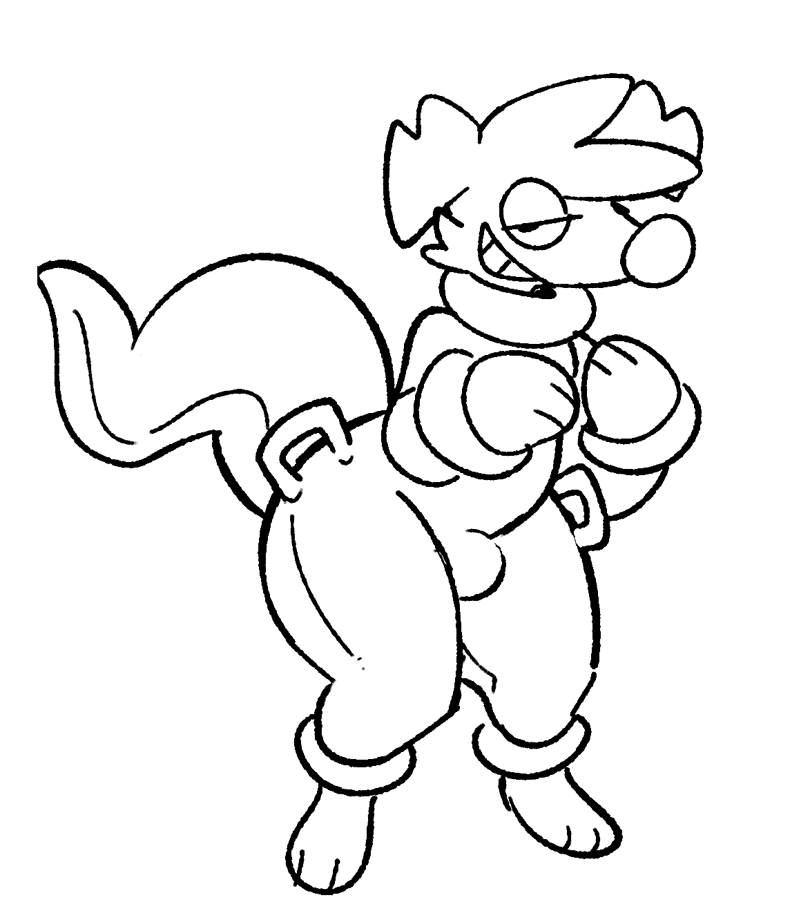 animate_inanimate bulge canid canine handles_on_hips hi_res inflatable living_inflatable male mammal monochrome null_bulge solo squishy_(artist) standing tail