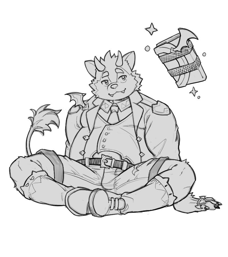 anthro belphegor_(tas) belt book bottomwear clothing demon footwear formal_clothing leobearboy lifewonders male necktie shorts sitting slightly_chubby socks solo spellbook tokyo_afterschool_summoners wings