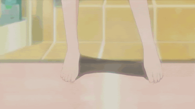 animated animated_gif barefoot bath kurono_kurumu non-web_source rosario+vampire solo towel