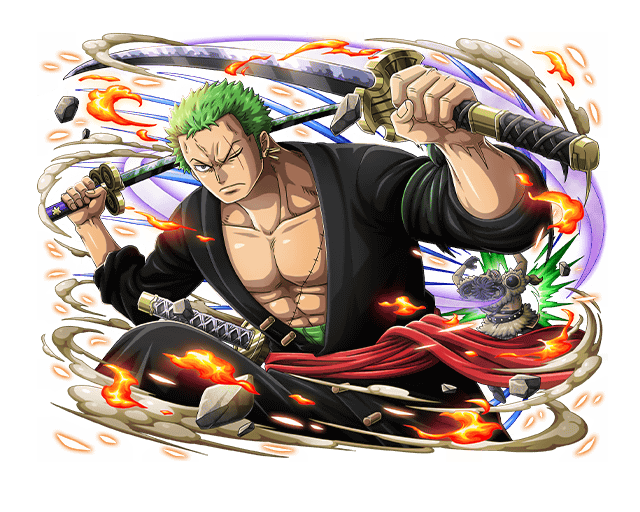 1boy dual_wielding green_hair holding holding_sword holding_weapon japanese_clothes katana male_focus one_eye_closed one_piece one_piece_treasure_cruise roronoa_zoro scar scar_across_eye scar_on_chest short_hair sword weapon