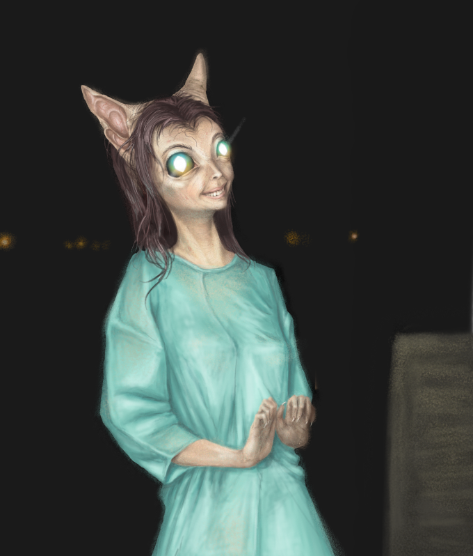 animal_humanoid breasts felid feline female genetic_engineering hospital_gown humanoid long_nails mammal nightmare_fuel small_breasts small_nose solo story story_in_description tapetum vanga-vangog