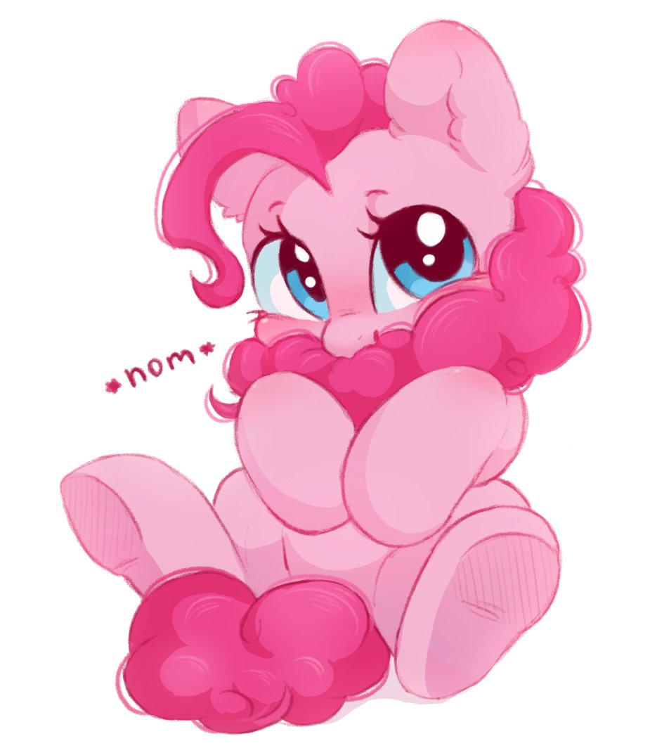 2023 bite blue_eyes daww digital_drawing_(artwork) digital_media_(artwork) earth_pony equid equine eyelashes female feral fluffy friendship_is_magic fur hair hair_bite hasbro horse inner_ear_fluff looking_at_viewer mammal melodylibris my_little_pony nom pink_body pink_fur pink_hair pink_tail pinkie_pie_(mlp) pony simple_background sitting solo tail tuft white_background