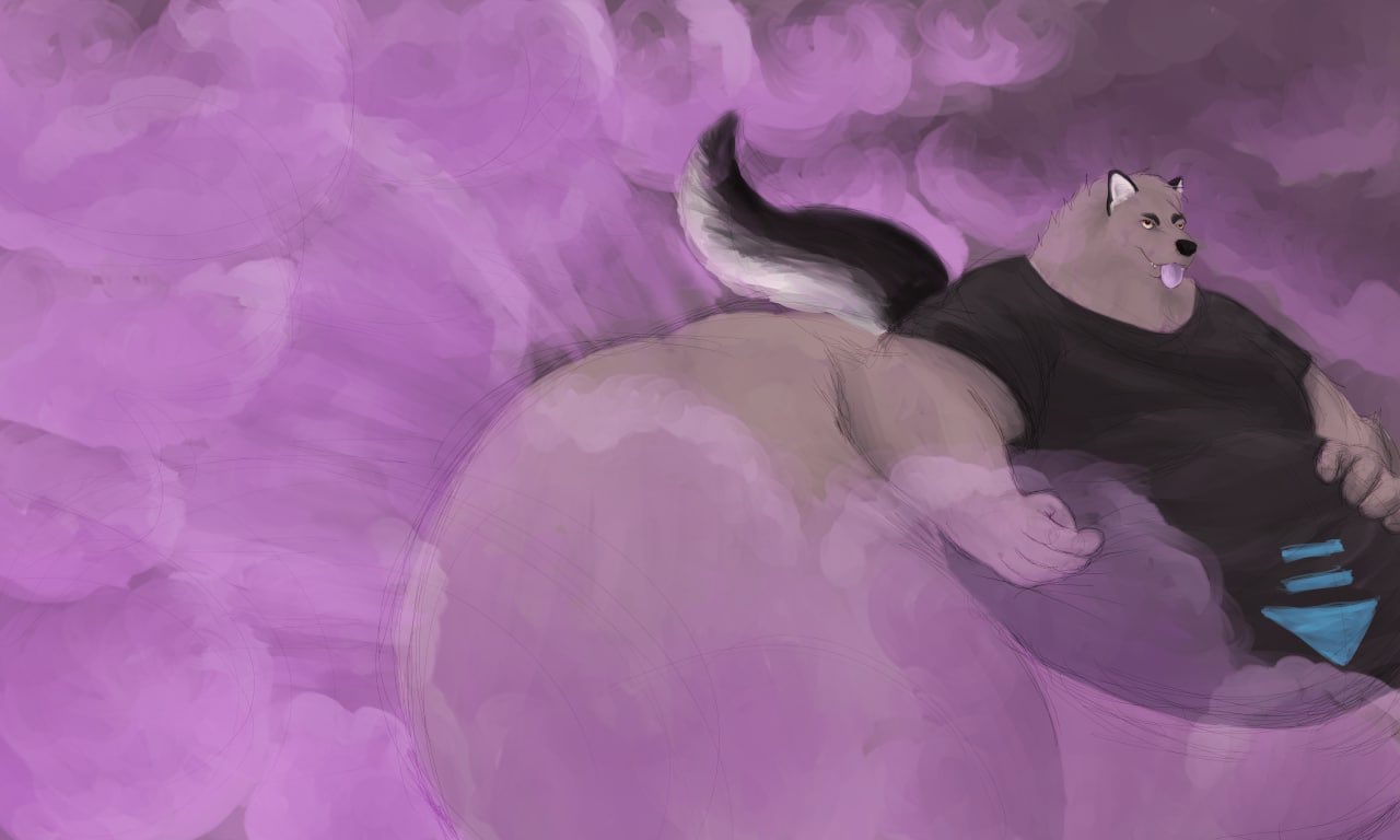 anthro belly belly_grab belly_overhang big_belly big_butt bloat bloated bottomless butt canid canine canis clothed clothed/nude clothing crashwolf eruption fart fart_cloud fart_fetish fur grey_body grey_fur huge_butt huge_fart huge_hips huge_thighs hyper hyper_butt hyper_fart looking_pleasured looking_up lying male mammal nude on_front overweight overweight_male pink_fart raised_tail relieved sexy_eyes shirt shirt_only solo t-shirt tail thick_thighs tigerinascarf tongue tongue_out topwear topwear_only wolf