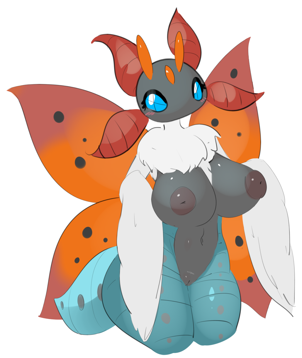 2023 antennae_(anatomy) anthro areola arthropod arthropod_abdomen big_breasts blue_body blue_eyes blush breasts dipstick_wings elpatrixf female fur generation_5_pokemon generation_7_pokemon genitals grey_body hi_res hybrid insect lepidopteran lurantis mane mantis moth navel nintendo nipples orange_wings pokemon pokemon_(species) portrait pussy red_wings simple_background solo spots spotted_body three-quarter_portrait volcarona white_background white_body white_fur wings x_eyes