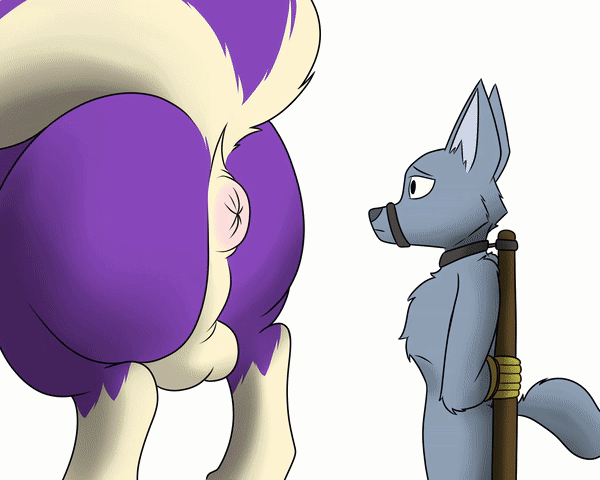 animated anthro anus bound butt canid canine canis duo fart feral fur generation_4_pokemon grey_body grey_fur male mammal mephitid nintendo pink_anus pokemon pokemon_(species) purple_body purple_fur skunk skuntank stinkup wolf