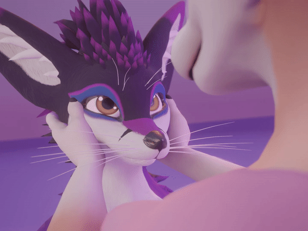 3d_(artwork) 4:3 affectionate animated anthro blender_(software) blender_eevee canid canine cute_eyes digital_media_(artwork) duo ears_down feathers female female/female fox hyena itsjag jag looking_at_another mammal petting petting_head pivoted_ears rexouium short_playtime smile