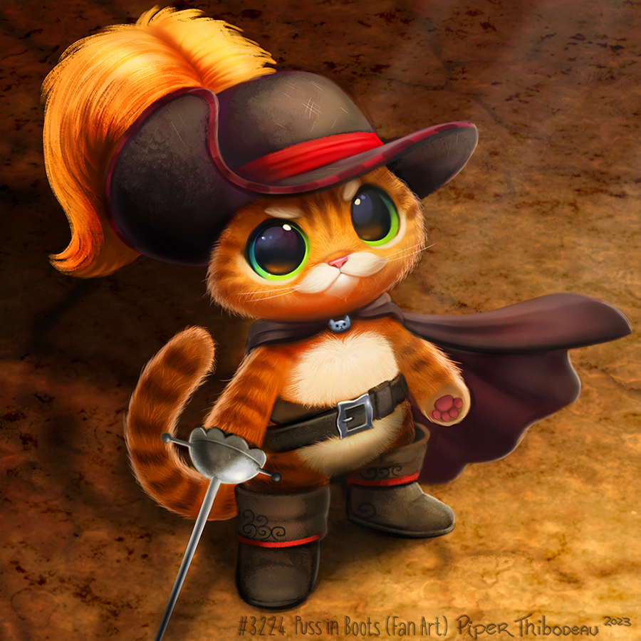 1:1 2023 anthro belt boots cape clothing cryptid-creations domestic_cat dreamworks feathers felid feline felis footwear fur green_eyes hat headgear headwear male mammal melee_weapon orange_body orange_fur pawpads puss_in_boots_(dreamworks) puss_in_boots_(film) rapier smile solo sword text weapon whiskers white_body white_fur yellow_body yellow_feathers