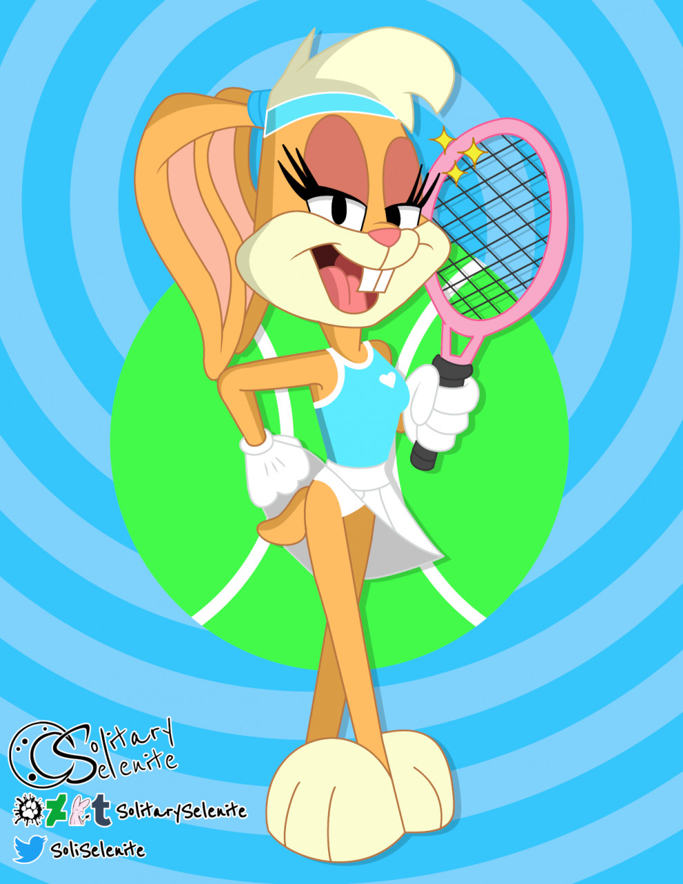 abstract_background anthro ball bottomwear clothed clothing clothing_lift female hi_res lagomorph leporid lola_bunny loon looney_tunes mammal panties presenting_panties presenting_underwear rabbit raised_bottomwear raised_clothing raised_skirt skirt skirt_lift smile smiling_at_viewer solitary_selenite solo sportswear tennis_ball tennis_racket tennis_uniform the_looney_tunes_show underwear uniform upskirt warner_brothers white_clothing white_panties white_underwear