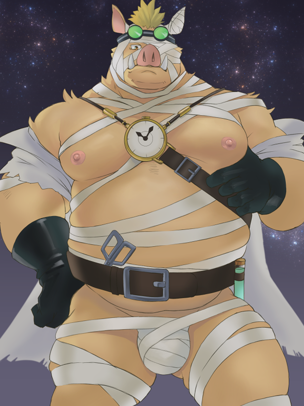2023 3:4 anthro bandage belly bulge geld_(that_time_i_got_reincarnated_as_a_slime) kemono male mammal moobs musclegut nipples overweight overweight_male salz_sop solo suid suina sus_(pig) that_time_i_got_reincarnated_as_a_slime wild_boar