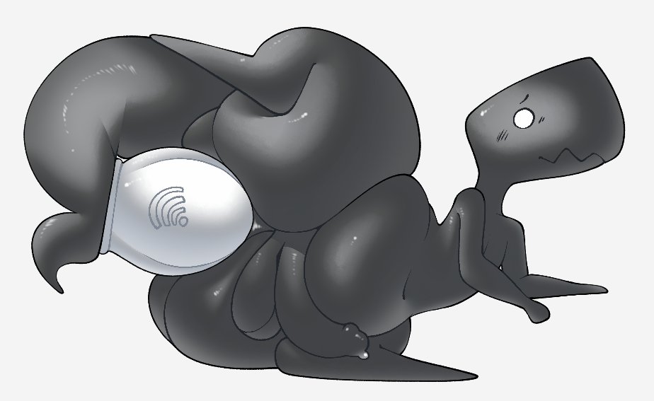 anal anal_masturbation anthro balls big_butt big_penis black_body blush blush_lines butt buttplug digital_media_(artwork) dinosaur dinosaur_(google_chrome) genitals google google_chrome kaizocns lying male masturbation navel on_ground on_side penis plug_(sex_toy) reptile scalie sex_toy simple_background solo tail theropod thick_thighs tyrannosaurid tyrannosaurus tyrannosaurus_rex white_background white_eyes