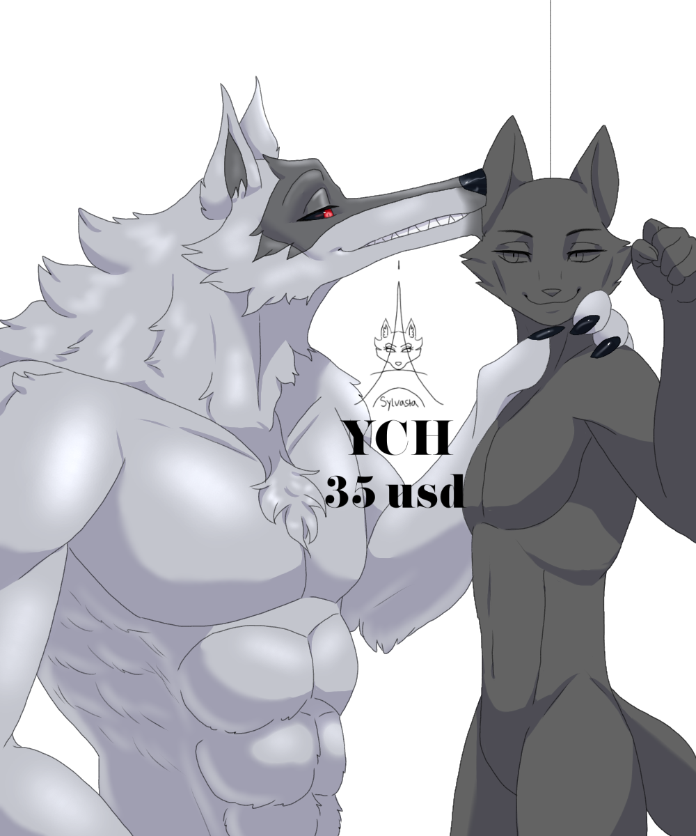 abs anthro asphyxiation asylvasta canid canine canis choking death_(puss_in_boots) duo fur hi_res male male/male mammal muscular pinned white_body white_fur wolf ych_(character) ych_result