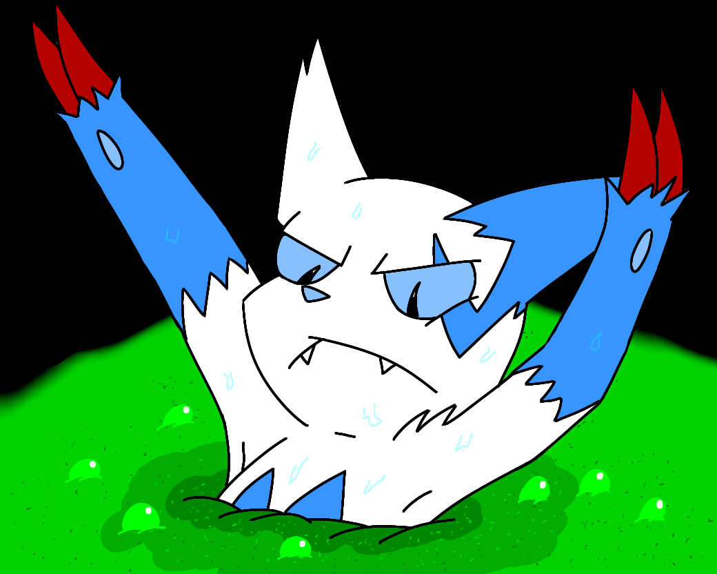 5:4 anthro generation_3_pokemon male nintendo peril pokemon pokemon_(species) quickslime shiny_(disambiguation) sinking solo sweating_profusely zangoose